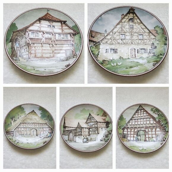 𝅺Vintage Karl Bedal Bundle of 5 German Collectable Porcelain Plates Farmhouse - Picture 1 of 3